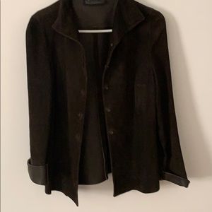 Suede button down shirt